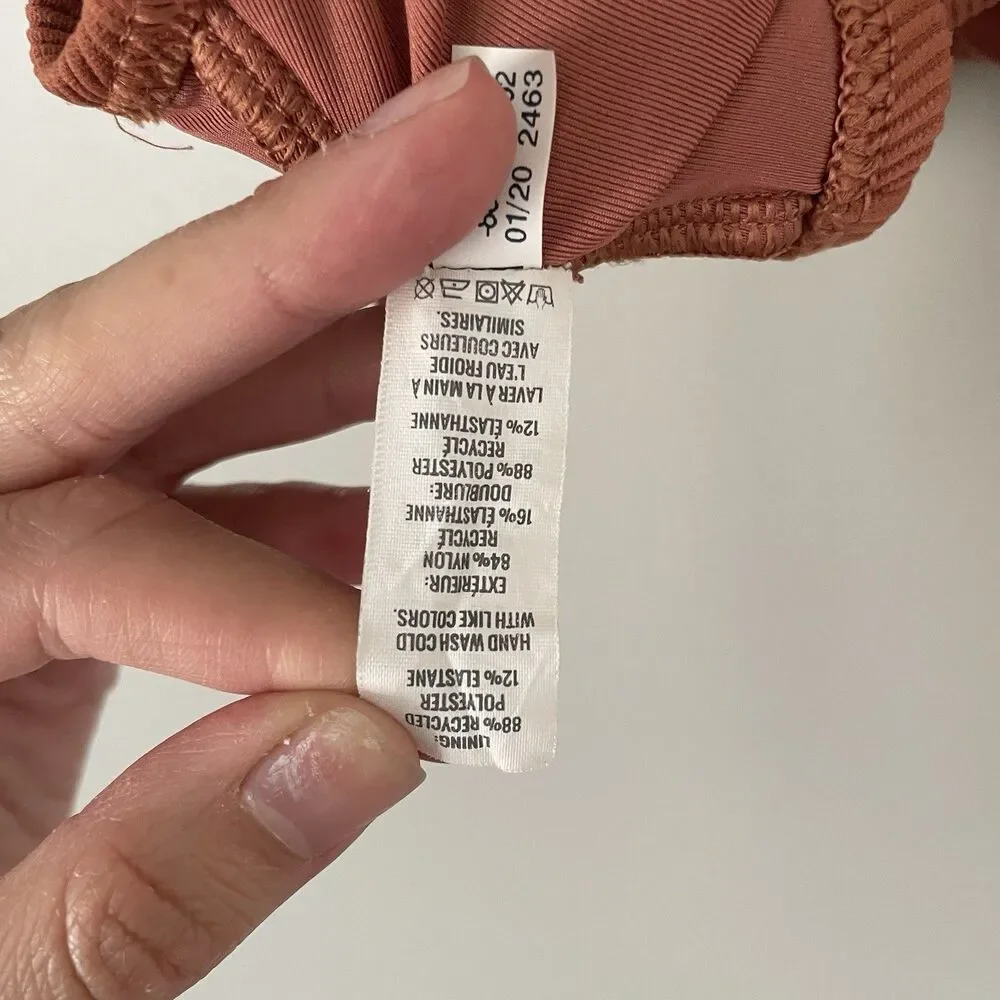 Aerie Size XL Scoop Neck Orange Ribbed Swim Suit Top